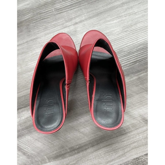 tibi Red Leather Mules Heels Size 37.5 Brazil 7 Slip-On Shoes - Picture 5 of 8